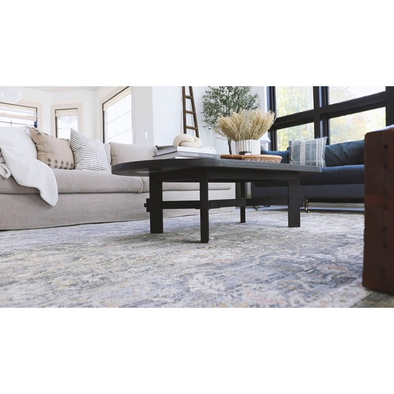 Rosemarie Graphite & Multi 18" x 18" Synthetic Oriental Rug Sample