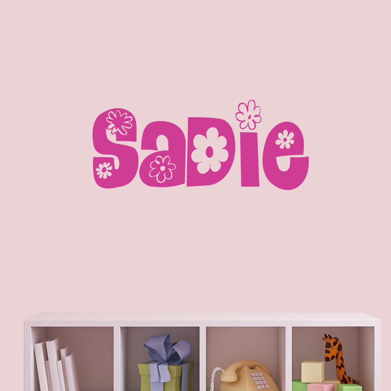 Floral Name Wall Decal, Hot Pink, Yes