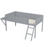 Lit mezzanine en bois avec bureau et DEL-289305058