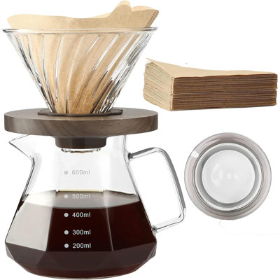 Verseuse pour cafetière, carafe en verre borosilicaté 20 oz avec 100 filtres à papier V60 par Gsform
