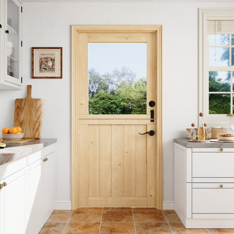 Dalle seulement, porte hollandaise non finie, dalle de porte simple en verre transparent semi-transparent 36 * 80 1 Lite avec bois de pin naturel