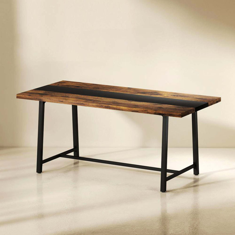 Très grande table de salle à manger avec plateau large et pieds en acier pour la maison