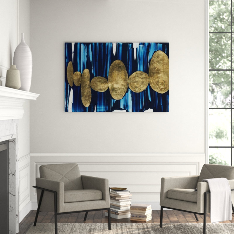 Gilded Pebbles Painting by DAWN SWEITZER, Glass Coat, 40" H x 60" W x 1.5" D