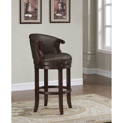 Bonfield Swivel Upholstered Genuine Leather Counter Stool
