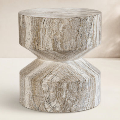 Outdoor Faux Stone Hourglass Side Table