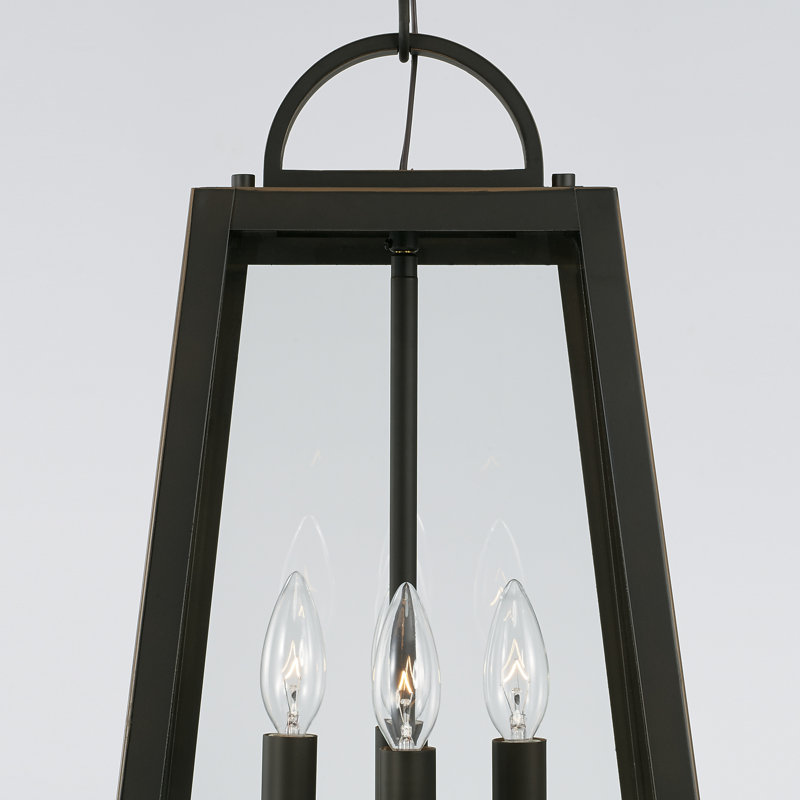 4 - Light Outdoor Hanging Lantern, Oiled Bronze