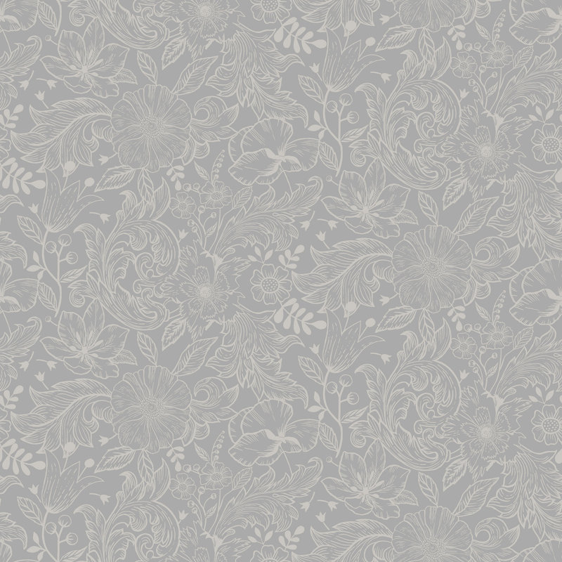 Cahterine 10.05m x 53cm Wallpaper Roll, Grey