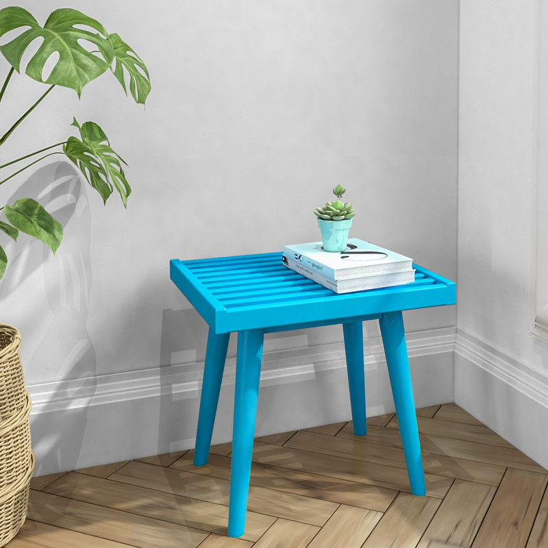 Eilish Solid Wood End Table, Teal
