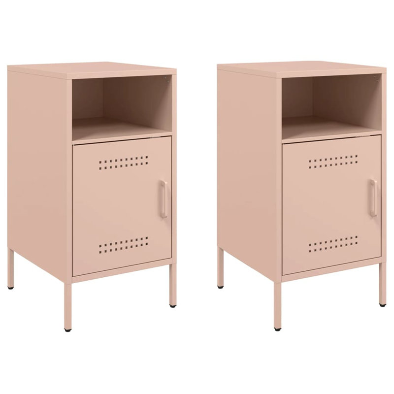Bedside Cabinets 2 pcs 36x39x68 cm Steel, Pink