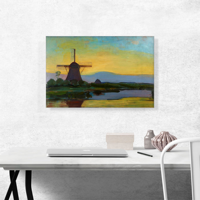 «Oostzijde Windmill at Night 1908» par Piet Mondrian, reproduction d'art sur toile tendue, H 18 po x l 26 po x P 1,5 po