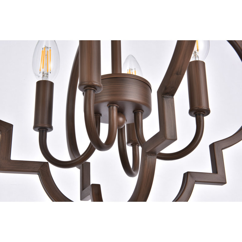 Lustre géométrique à intensité variable 4 lumières Guarino, Chêne patiné, H 82 po x l 16 po x P 16 po