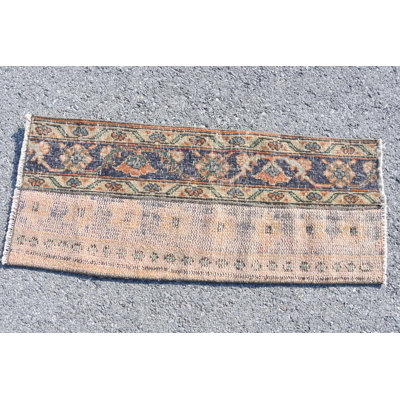 Unique Small Vintage Turkish Runner Rug Handcrafted from Wool for Ideal Home Decor Pink/Green