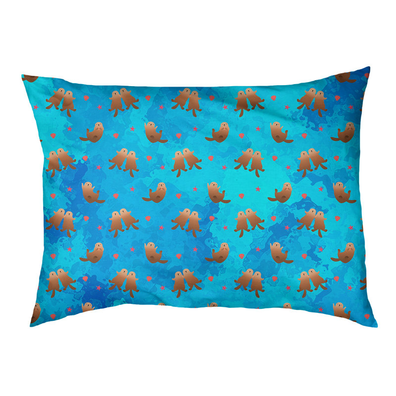 Coussin d'extérieur Campion Sea Otters, Très grand (l 52 po x P 42 po x H 17 po), Rose / Mauve / Noir