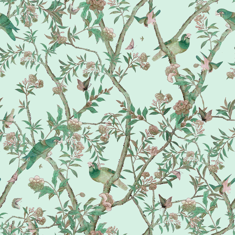 Yuki Osada Floral Wallpaper Double Roll, Pastel Blue