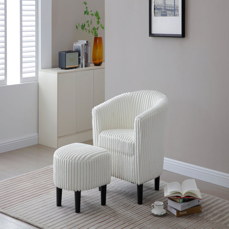 Chair+Ottoman , White