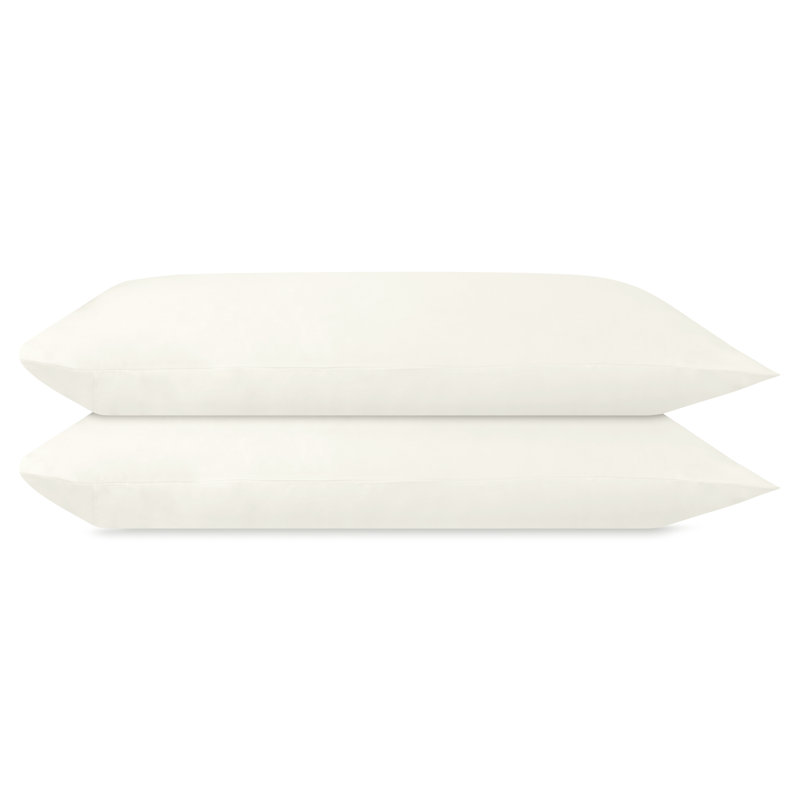 Delara GOTS-Certified Organic Cotton Sateen Pillowcase Set of 2, 400 Thread Count, Soft Long-Staple Cotton, Queen, Ivory