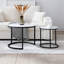 Ensemble de 2 tables basses gigognes à plateau de table rond avec cadre en métal robuste, centre de table, salon, chambre à coucher, appartement, table de chevet simple, industrielle-612583041-612608666