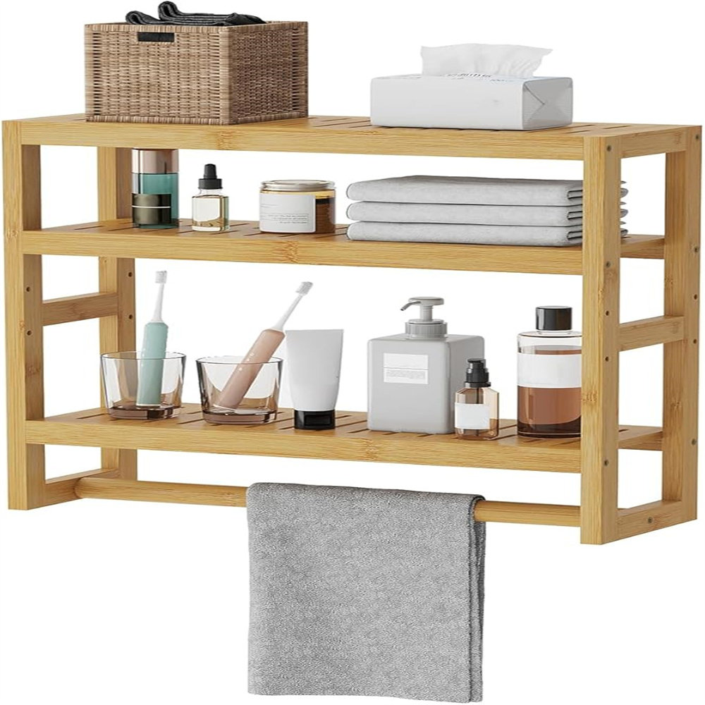 Millwood Pines Bathroom Shelves For Storage, Small Bamboo Bathroom ...