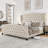 King Size Bed With Upholstered & Tufted Headboard, Velvet Platform Bed Frame With Nailhead Trim, Black-1982322322-1982322332