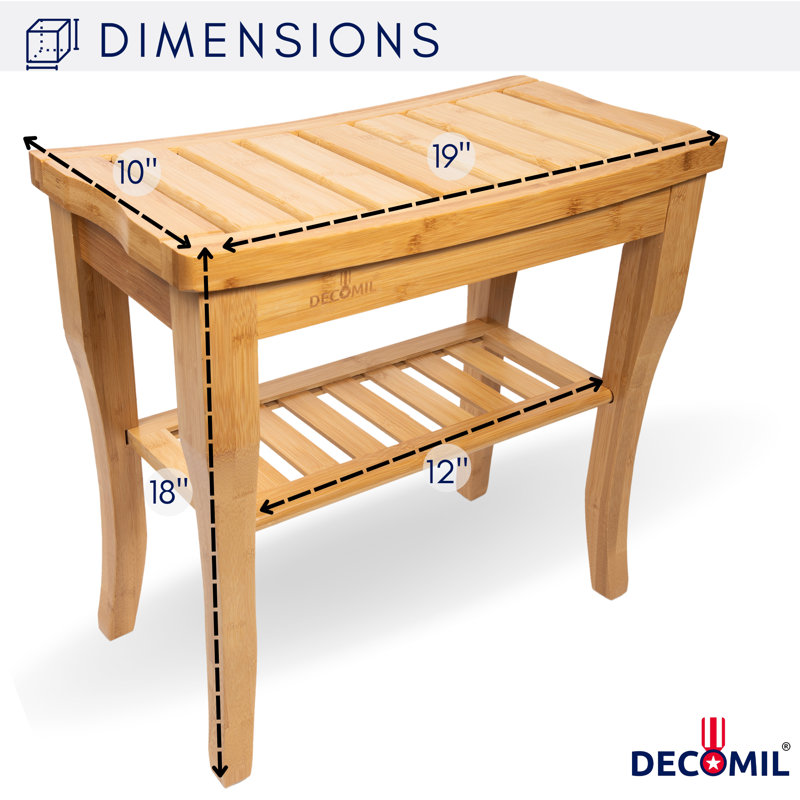9.8'' W Solid Wood Shower Bench