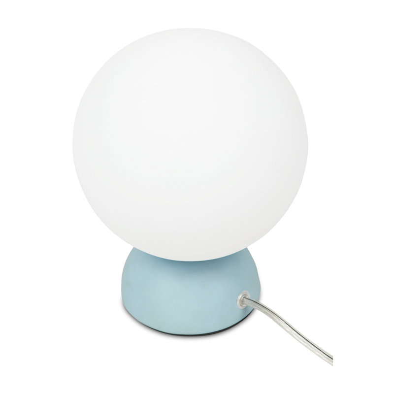 Lampe de table ronde en verre opale avec base en résine bleue, Blue