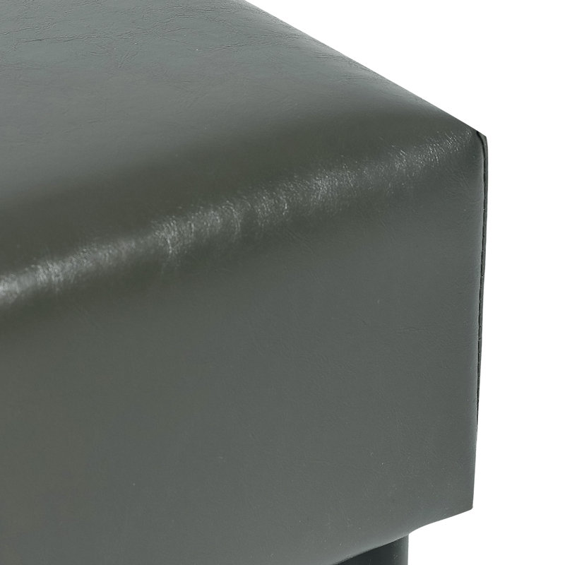 Repose-pieds carré en similicuir de 12,6 po de largeur, Similicuir gris foncé