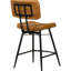 De 2 tabourets de bar rembourrés de couleur chameau antique avec capitonnage horizontal et garniture de passepoil