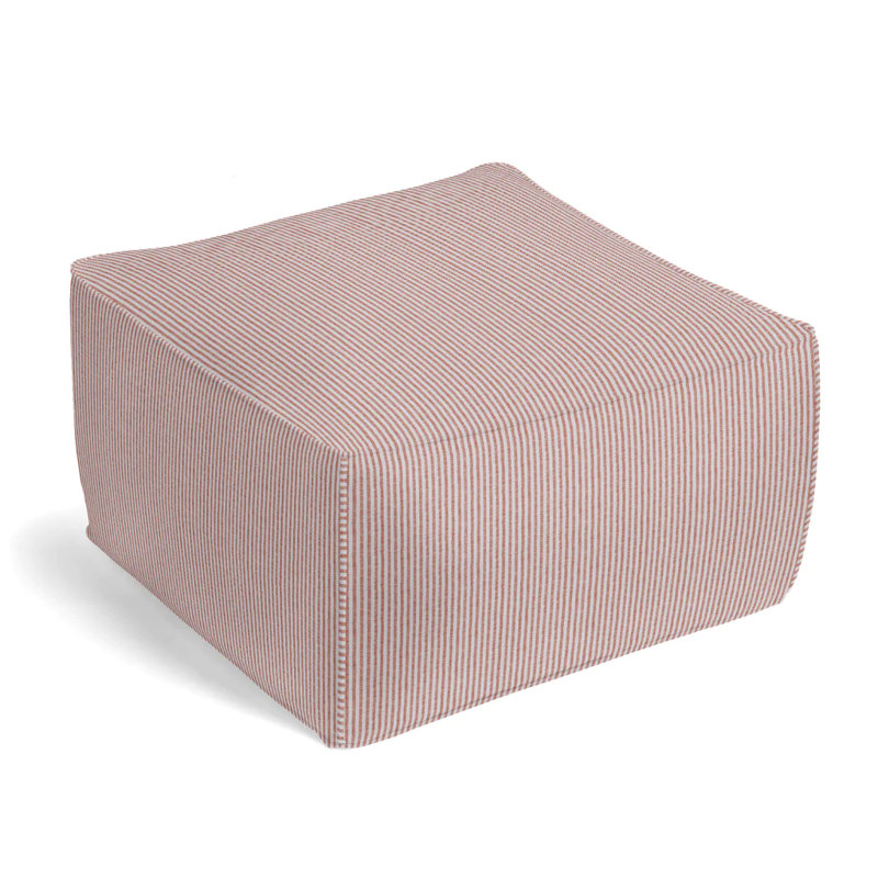Upholstered Pouf, Scarlet 100% Cotton