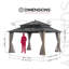 Gazebo SUNJOY Kingston 14x12 pi extra haut, toit rigide en acier, poteaux en bois de cèdre avec rideau et moustiquaire-131279227