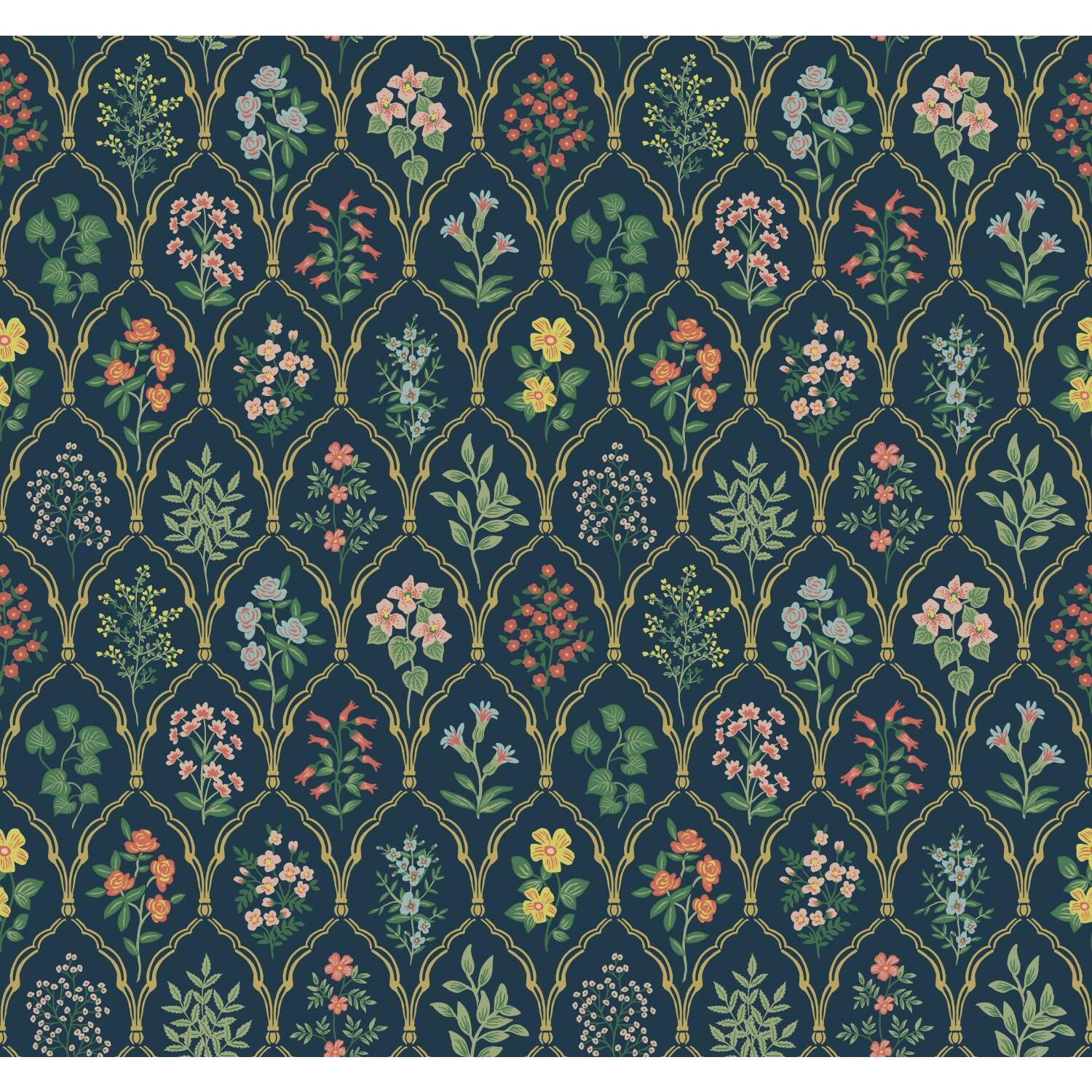 Rifle Paper Co. Hawthorne Wallpaper Roll, Navy