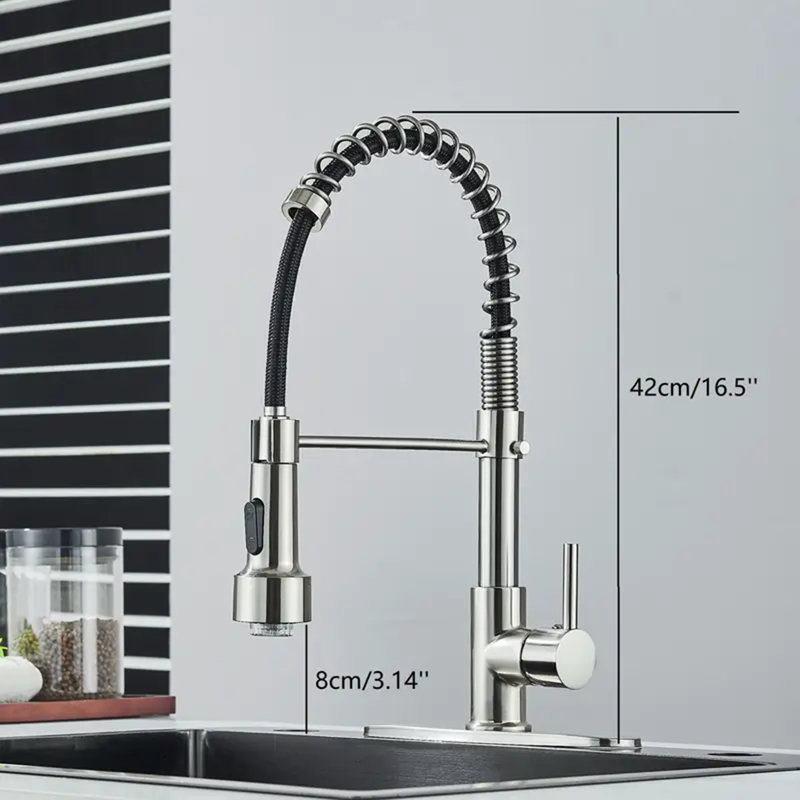 Robinet de cuisine nickel brossé avec douchette extractible