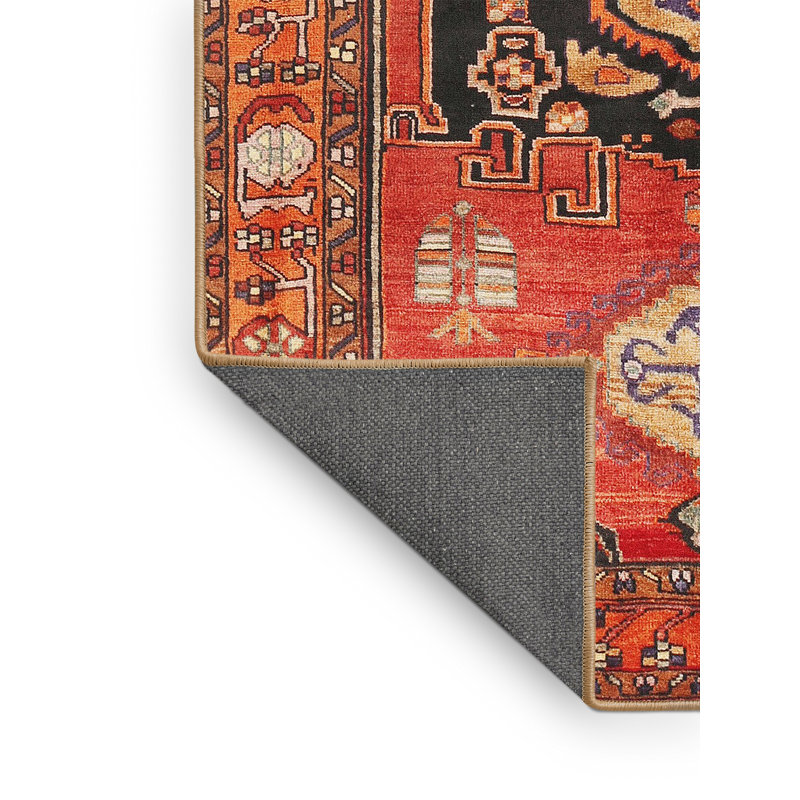 Tapis traditionnel rouge / beige / bleu, Rectangle 5 pi x 8 pi