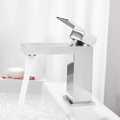Robinet de lavabo de salle de bain moderne, monotrou, robuste, drain carré, rouille, laiton massif, économiseur d'eau, aérateur, installation rapide