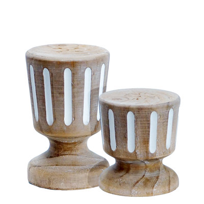 Ensemble de 2 porte-bougies en bois 7 po