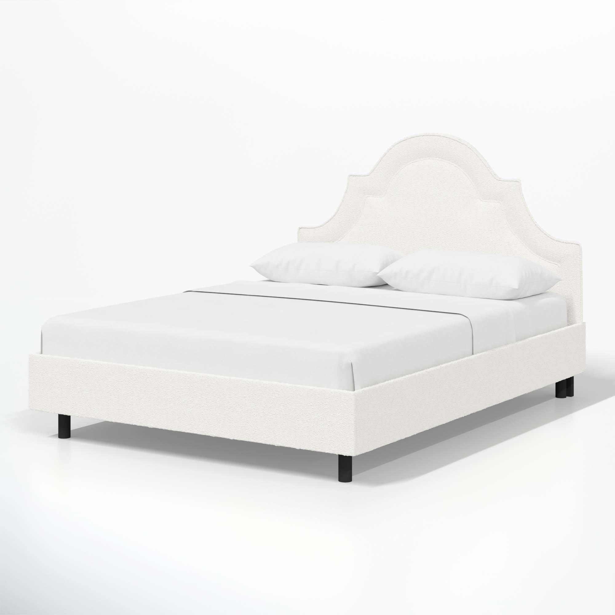 Knipe Upholstered Scalloped Bed, Classic Snow Boucle, Twin