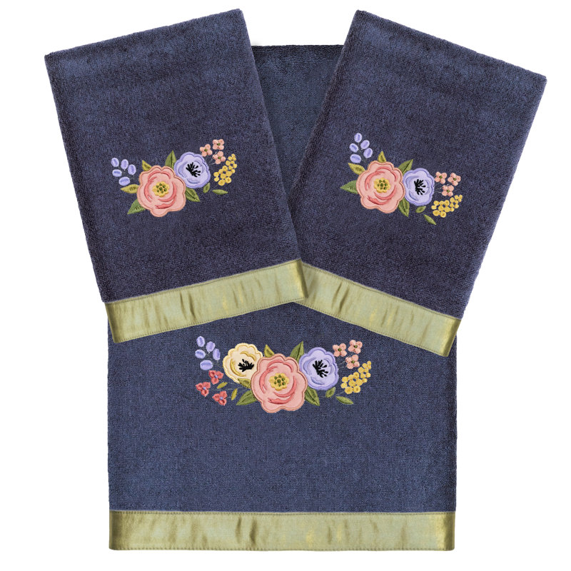 Ensemble de serviettes 3 pièces 100% coton turc, Marine