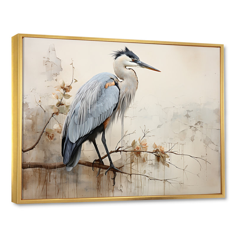 «Majestic Blue Heron Horizon III», reproduction sur toile, Cadre photo argenté, H 30 po x l 40 po