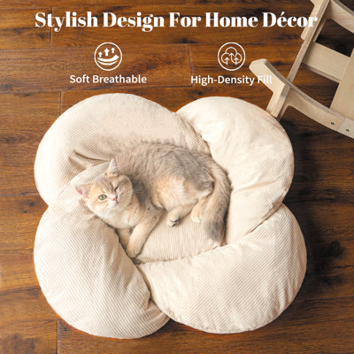 CheerPals Elevated Cat Bed Wooden with Cushion Fluffy Pet Couch Sofa for Indoor Cats Raised Kitty Lounge Chair Suitable for Puppy, Cat Furniture(Large)