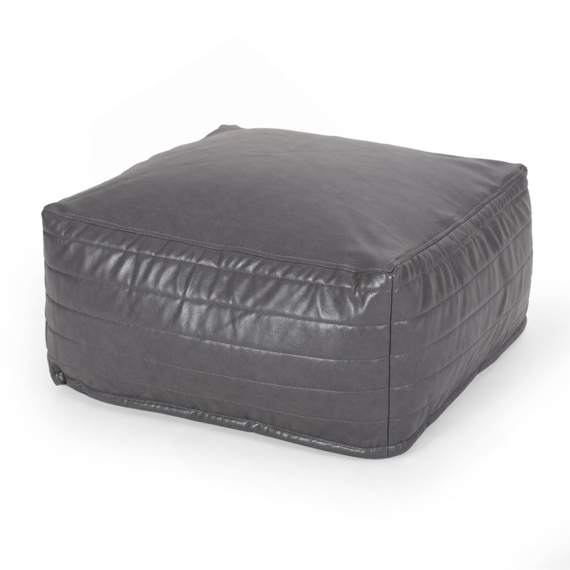 Repose-pieds rectangulaire en similicuir Bambo (un seul repose-pieds), Gris