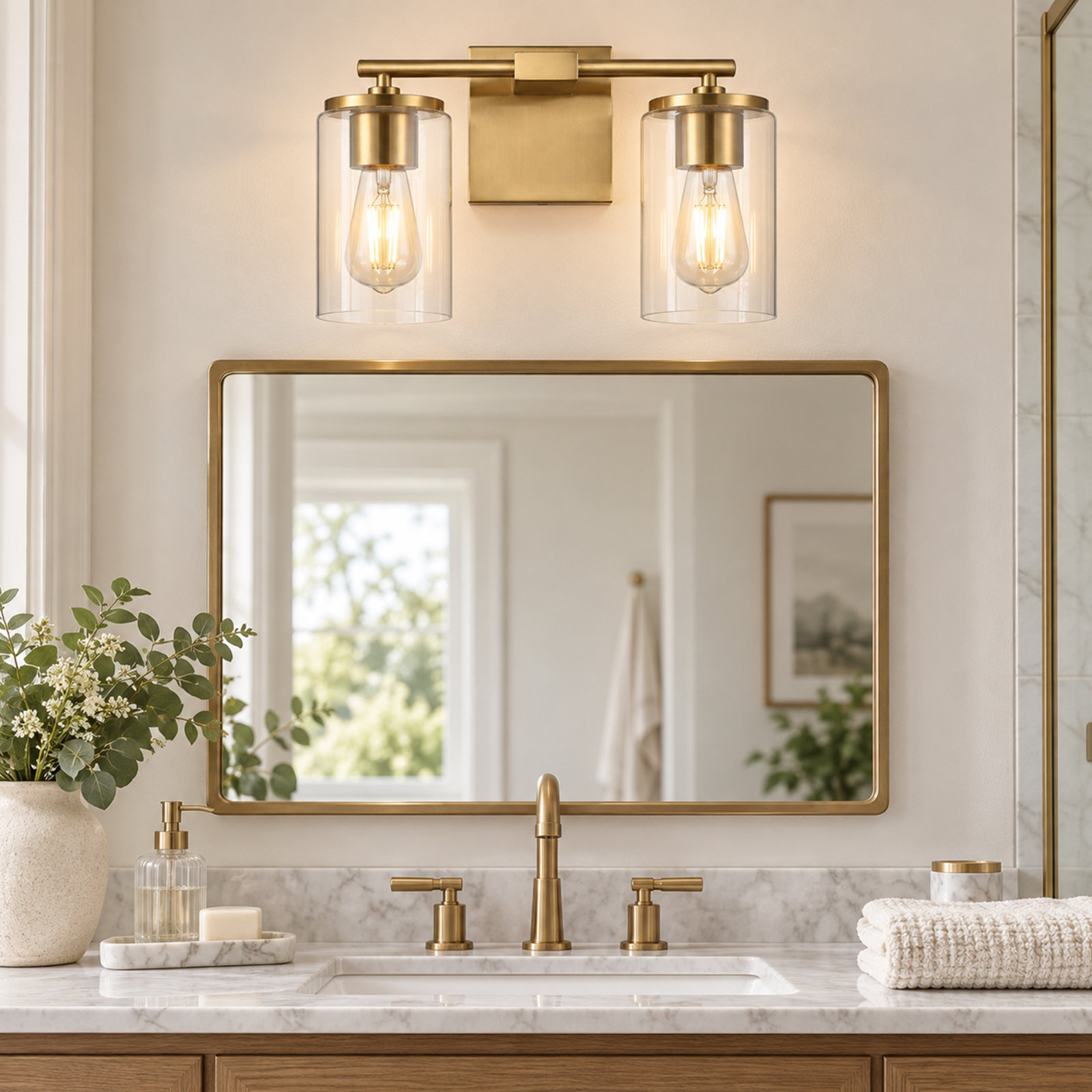 Gabi Linear Vanity Light, Gold, 2 Lights