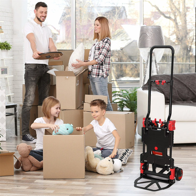 330 lb Chariot à main capacité pliable, Rouge