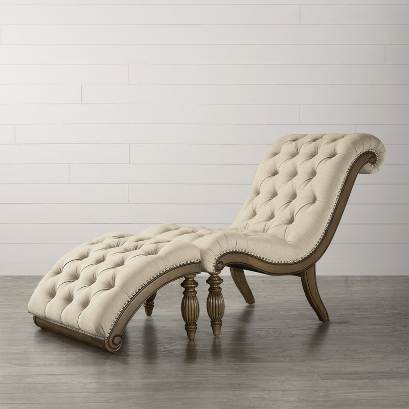 Chaise longue Barchov, Lin beige chiné