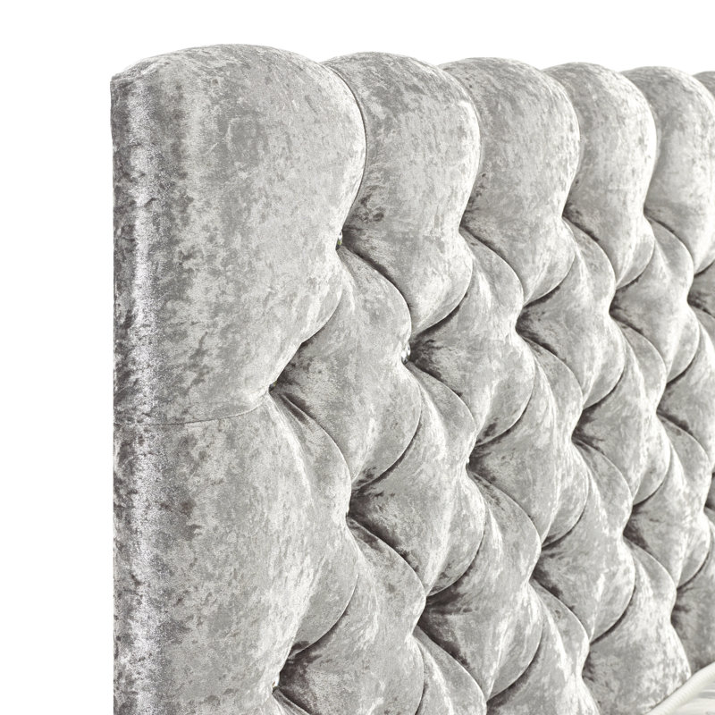 Terrence Upholstered Bed, Kingsize (5'), Bling Pewter