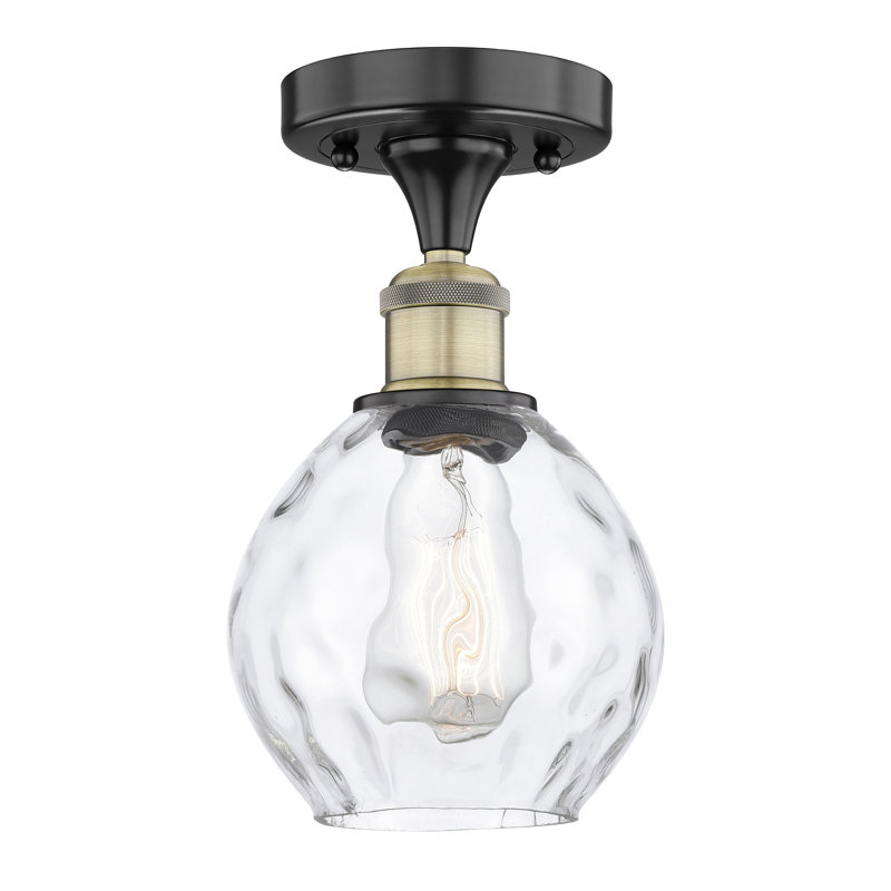Plafonnier semi-encastré en verre Joncas, Laiton antique noir