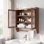 Vintage Ribbed Glass Wall Cabinet with Towel Bar, 3-Tier Bathroom Storage Cabinet