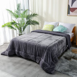 Luxury Flannel Fleece Comforter Plush Sherpa Back - Machine Washable Bedding Blanket Textured