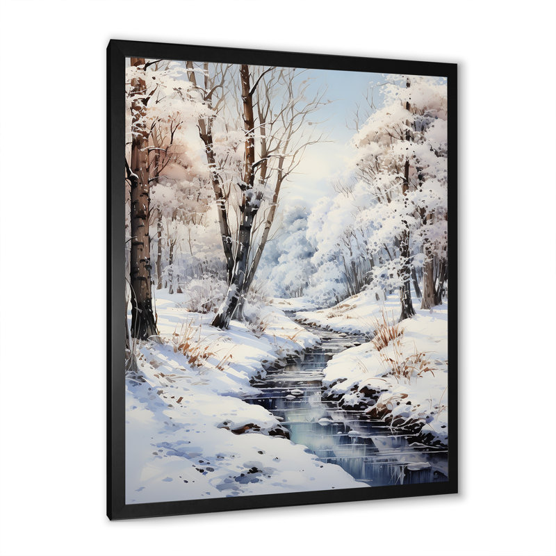 Snow Forest Wonderland - Imprimé, H 20 po x l 12 po x P 1 po, Cadre photo noir
