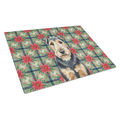 Planche à découper Welsh Terrier Christmas PoinsettIas