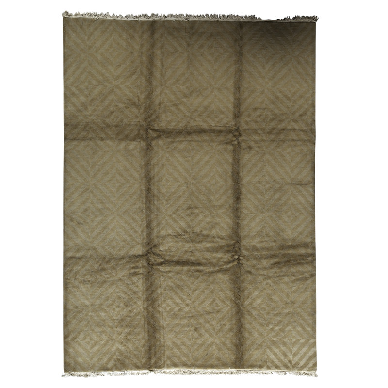 Tapis beige et brun noué à la main de haute qualité