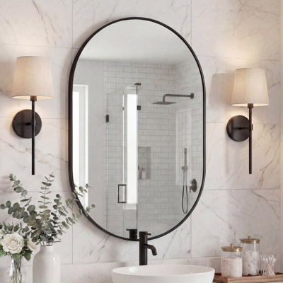 Milly 24 in. W x 36 in. H Medium Oval Metal Framed Wall Mirror